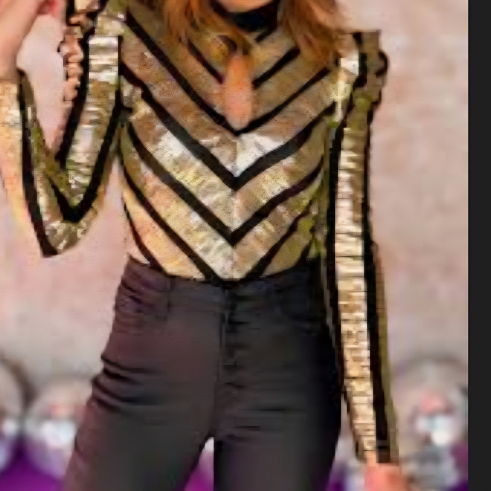 Stylish Gold and Black Women's Top